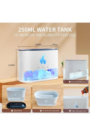 3D Alev Görünümlü hava nemlendirici Usb 250ml Himalaya tuzlu Aroma Yayıcı Led Işıklı Hava Makinesi
