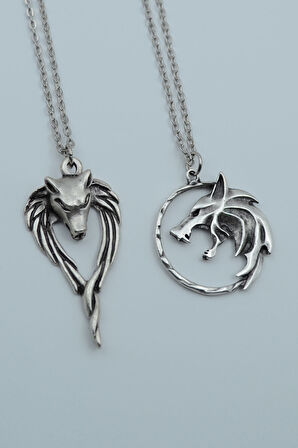 2'li The Witcher Kurt Anubis Ölüm Ve Ceza Tanrısı Gümüş Kaplama Kolye Seti