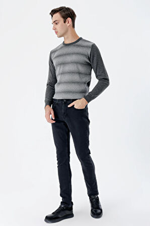 Siyah  5 Cep Ekstra Slim Fit Dar Kesim Casual Denim Pantolon 1023235161