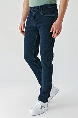 Koyu Lacivert Gabardin 5 Cepli Slim Fit Dar Kesim Casual Denim Jean Kot Pantolon 1023240150