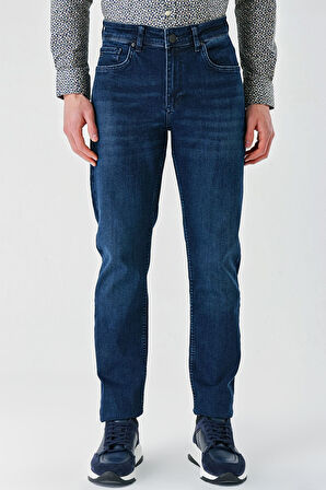 Lacivert Gabardin Pamuklu 5 Cepli Slim Fit Dar Kesim Casual Denim Pantolon 1023240152