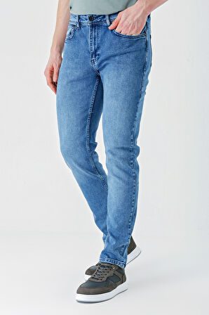 Koyu Mavi Gabardin Pamuklu 5 Cepli Slim Fit Dar Kesim Casual Denim Pantolon 1023240154