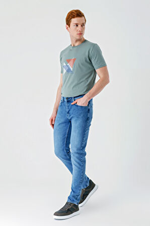 Koyu Mavi Gabardin Pamuklu 5 Cepli Slim Fit Dar Kesim Casual Denim Pantolon 1023240154