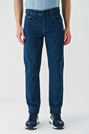 İndigo Mavi Gabardin Pamuklu 5 Cepli Slim Fit Dar Kesim Casual Denim Pantolon 1023240155