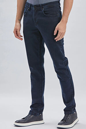 Koyu Lacivert Gabardin Pamuklu 5 Cepli Slim Fit Dar Kesim Casual Denim Pantolon 1023240158