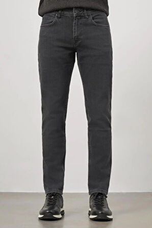 Gri Düz Gabardin Slim Fit Casual Denim Pantolon 1023245152