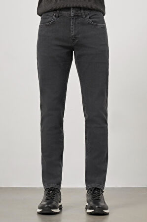 Gri Düz Gabardin Slim Fit Casual Denim Pantolon 1023245152