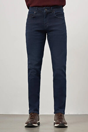 Lacivert Düz Gabardin Slim Fit Casual Denim Pantolon 1023245154