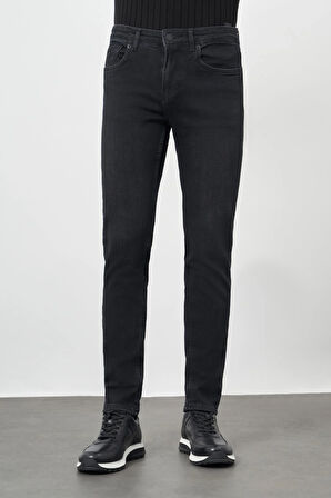 Siyah Düz Gabardin Pamuklu 5 Cep Slim Fit Casual Denim Pantolon 1023245155