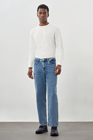 Koyu Lacivert Düz Cord Pamuklu 5 Cep Oversize Casual Denim Pantolon 1023245156