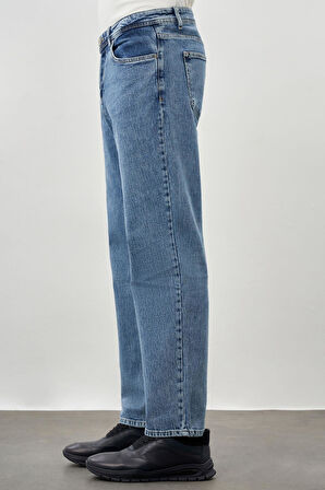 Koyu Lacivert Düz Cord Pamuklu 5 Cep Oversize Casual Denim Pantolon 1023245156