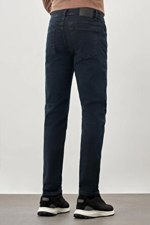 Koyu Lacivert Düz Gabardin Pamuklu 5 Cep Slim Fit Casual Denim Pantolon 1023245159