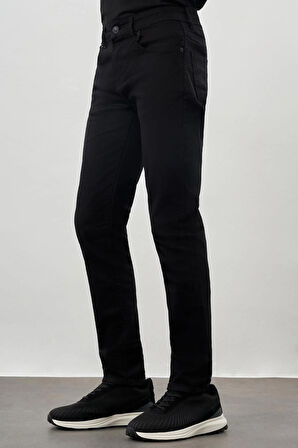 Siyah Düz Cord Pamuklu 5 Cep Slim Fit Casual Denim Pantolon 1023245350