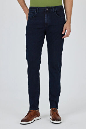 Koyu Lacivert Gabardin 5 Cep Düz Paça Casual Slim Fit Pamuklu Denim Pantolon 1023250151