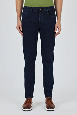 Koyu Lacivert Gabardin 5 Cep Düz Paça Casual Slim Fit Pamuklu Denim Pantolon 1023250151