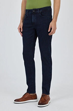 Koyu Lacivert Gabardin 5 Cep Düz Paça Casual Slim Fit Pamuklu Denim Pantolon 1023250151