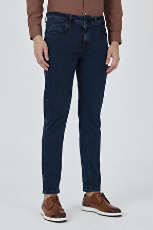 Lacivert Gabardin 5 Cep Düz Paça Casual Slim Fit Pamuklu Denim Pantolon 1023250151