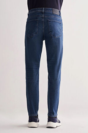 Koyu Lacivert Gabardin 5 Cep Düz Paça Casual Slim Fit Pamuklu Denim Pantolon 1023255151