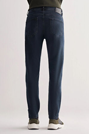 Koyu Lacivert Gabardin 5 Cep Düz Paça Casual Slim Fit Denim Pantolon 1023255153