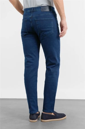 Lacivert Gabardin 5 Cep Düz Paça Casual Slim Fit Pamuklu Denim Pantolon 1023255161