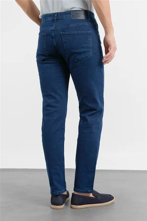 Lacivert Gabardin 5 Cep Düz Paça Casual Slim Fit Pamuklu Denim Pantolon 1023255161