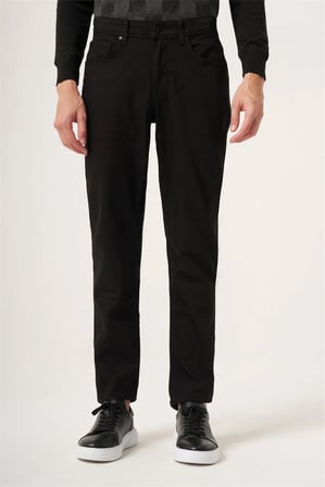 Siyah 5 Cep Gabardin Slim Fit Pamuklu Denim Pantolon 1023265151