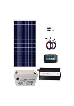 Alpex Bağ Evi Güneş Enerjisi Solar Paket Sp165 170w Güneş Paneli