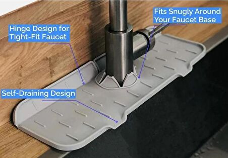 Su Engelleyici Mutfak Banyo Lavabo Musluk Kenarı Silikon Mat Sıçrama Engelleme Matı