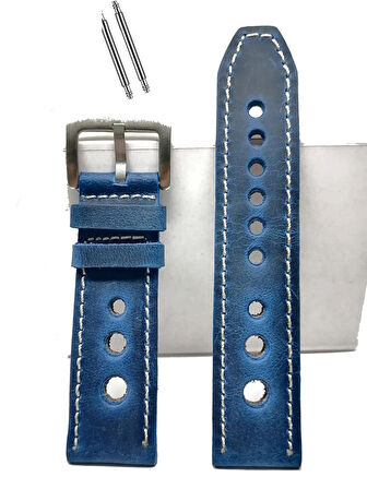 Tissot  &   Fossil  Uyumlu   Crayz   Hakiki   Deri   22  mm  MAVİ