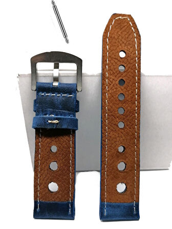 Tissot  &   Fossil  Uyumlu   Crayz   Hakiki   Deri   22  mm  MAVİ