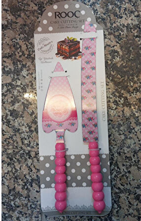 Rooc RENKLİ Saplı Pasta Spatula & Bıçak Servis Seti 