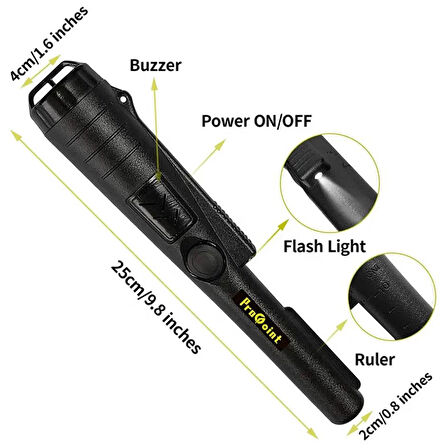 Pointer Su Altı Altın Metal Dedektörü IP-67 10 Feet+Pil Siyah