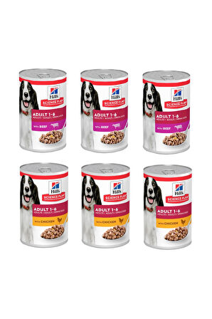 Hill's Science Plan 2 Çeşit Biftekli + Tavuklu Karma Köpek Konserve Maması 370 Gr. X 6 Adet