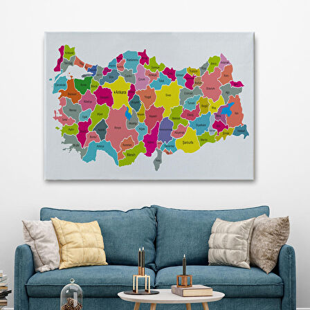Harita Sepeti Türkiye Haritası Kanvas Tablo-1023