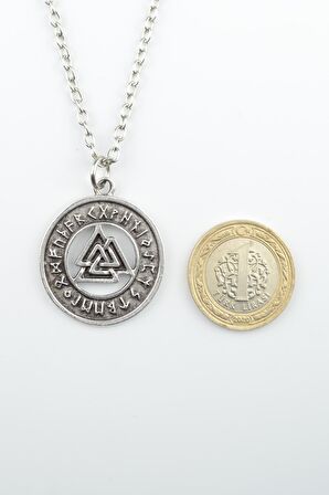 2'li Viking Pusula - Tılsım Erkek Kadın Kolye Seti 925 Ayar Gümüş Kaplama