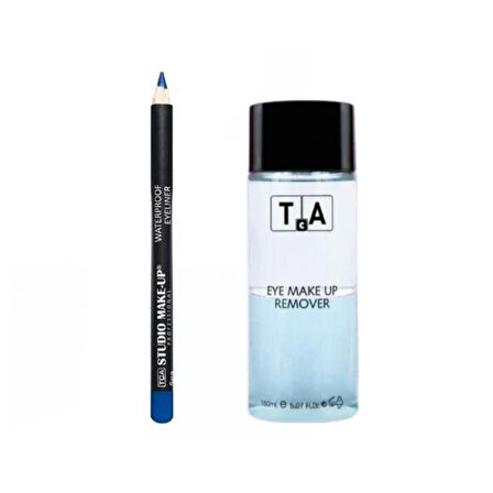 Tca Studio Make-Up Göz Makyaj Temizleyici 150 ml - Suya Dayanıklı Göz Kalemi Ultra Waterproof Eyeliner (Medium Blue E04) Hediyeli