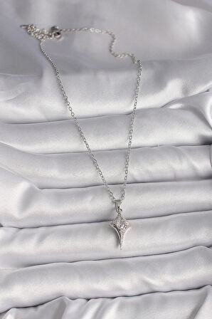 316L Çelik Gümüş Renk Zincir Zirkon Taşlı Kuzey Yıldızı Model Kadın Kolye