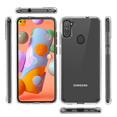 Gpack Samsung Galaxy A11 Kılıf Coss Şeffaf Sert KapakNano Glass