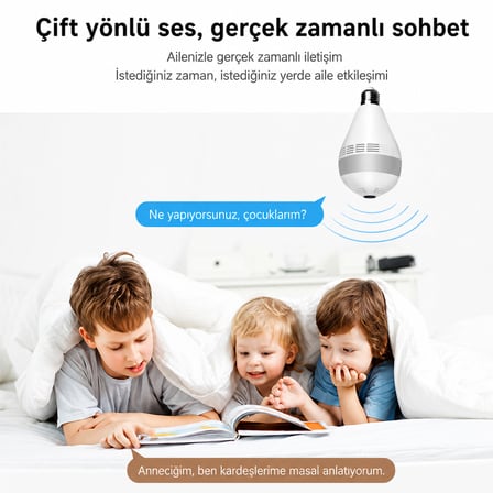 Güvenlik Kamerası Ampul Görünümlü Wifi Kamera Hd Sekreter Oda Ev İşyeri İzleme Hem Ampul Hem Kamera