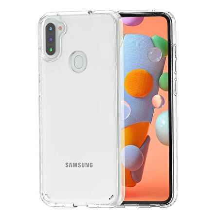 Gpack Samsung Galaxy M11 Kılıf Coss Şeffaf Sert KapakNano Glass