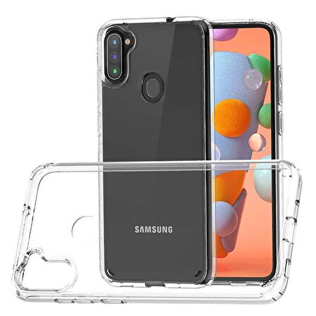 Gpack Samsung Galaxy M11 Kılıf Coss Şeffaf Sert KapakNano Glass