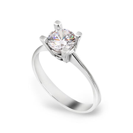 Chavin 2.5 Carat Tektaş Beştaş Gümüş Yüzük Kombini cs83