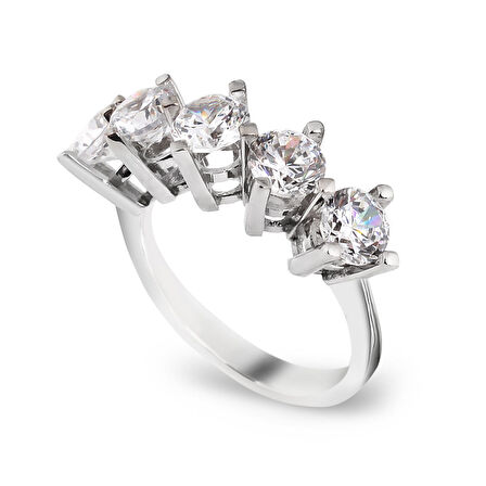 Chavin 2.5 Carat Tektaş Beştaş Gümüş Yüzük Kombini cs83