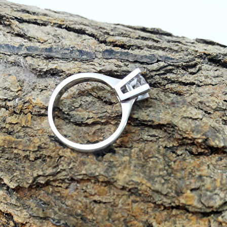 Chavin 0.40 Carat Zirkon Tek Taş Gümüş Bayan Yüzük cz38