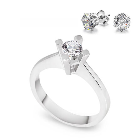 Chavin 0.40 Carat Zirkon Tek Taş Gümüş Bayan Yüzük cz40