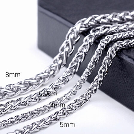 Chavin Burgu 6 mm. 55 cm. Çelik Erkek Zincir Kolye cy82
