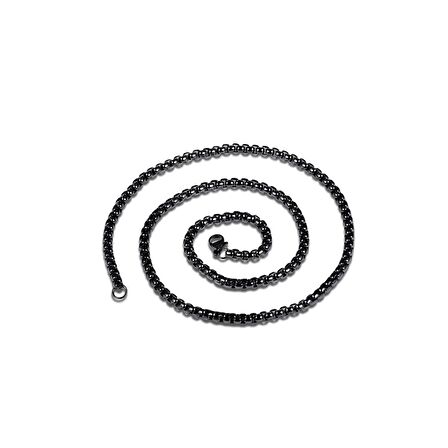 Chavin 75 cm. Uzun Siyah 2 mm. Erkek Çelik Zincir df17