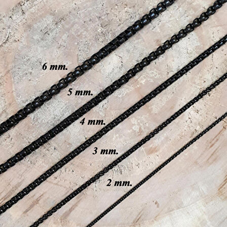 Chavin 75 cm. Uzun Siyah 2 mm. Erkek Çelik Zincir df17