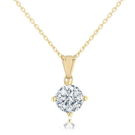 Chavin 1.25 Carat Swarovski 14 Ayar Altın Bayan Tektaş Kolye dh08