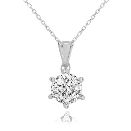 Chavin 2 Carat Swarovski 14 Ayar Altın Bayan Tek Taş Kolye dh09by